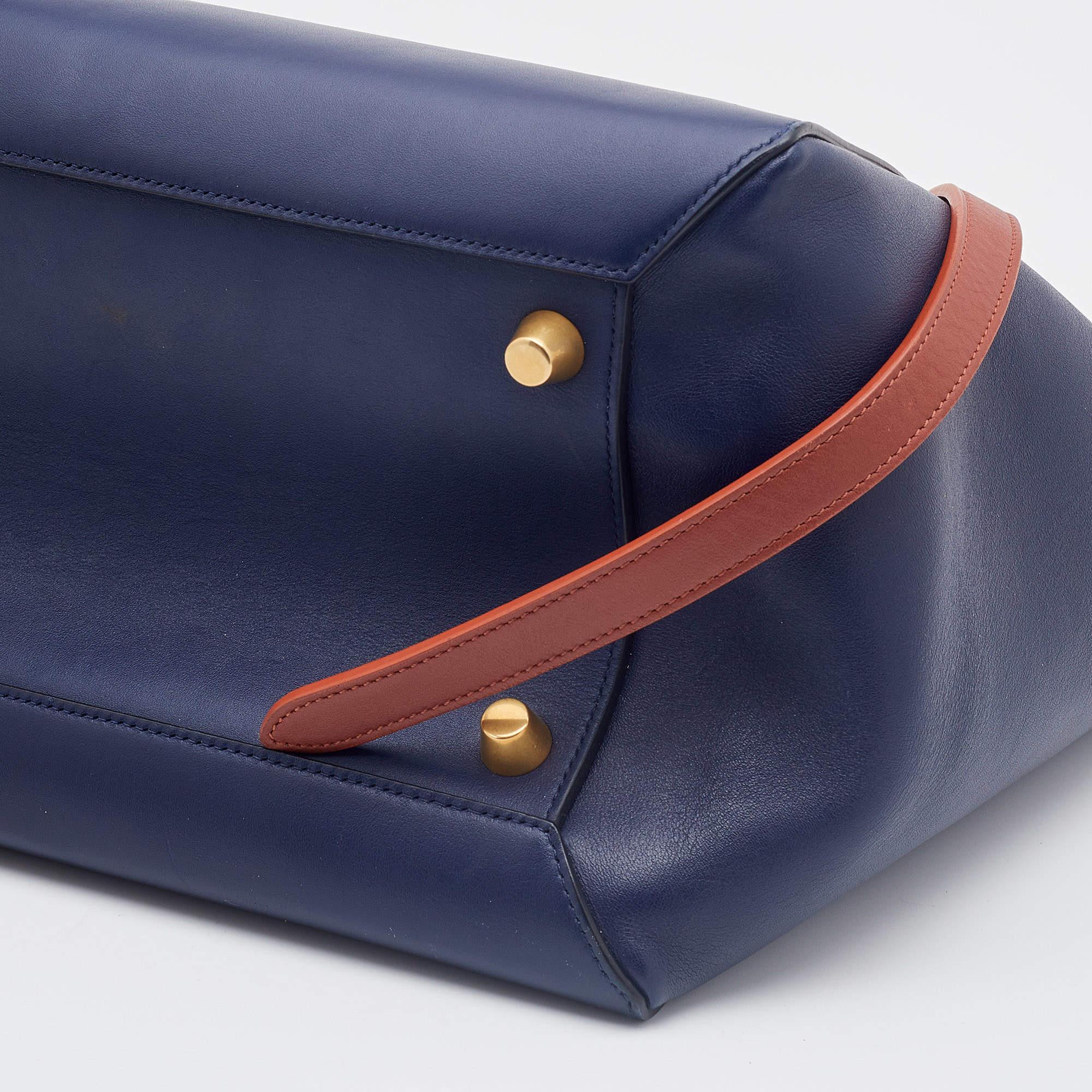 Celine Navy Blue Leather Mini Belt Top Handle Bag 4