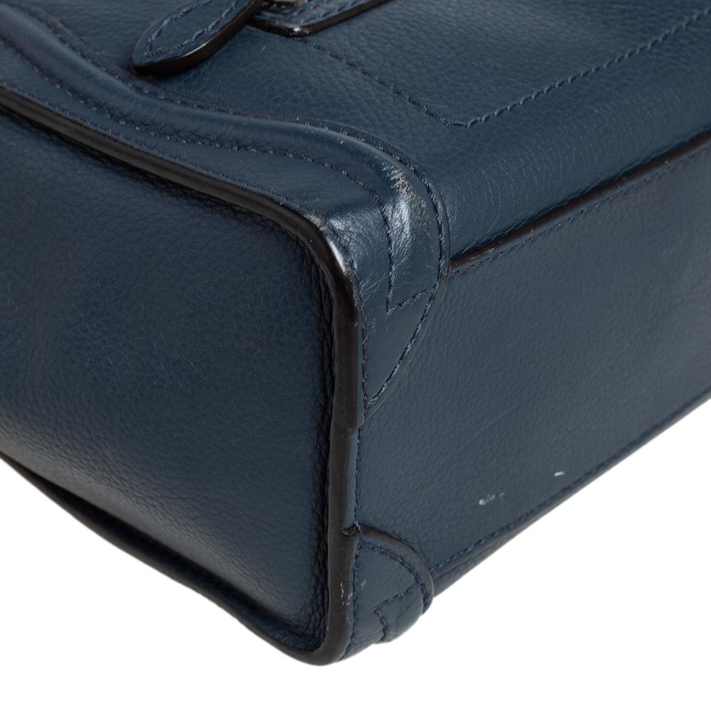 Céline Navy Blue Leather Nano Luggage Tote 5
