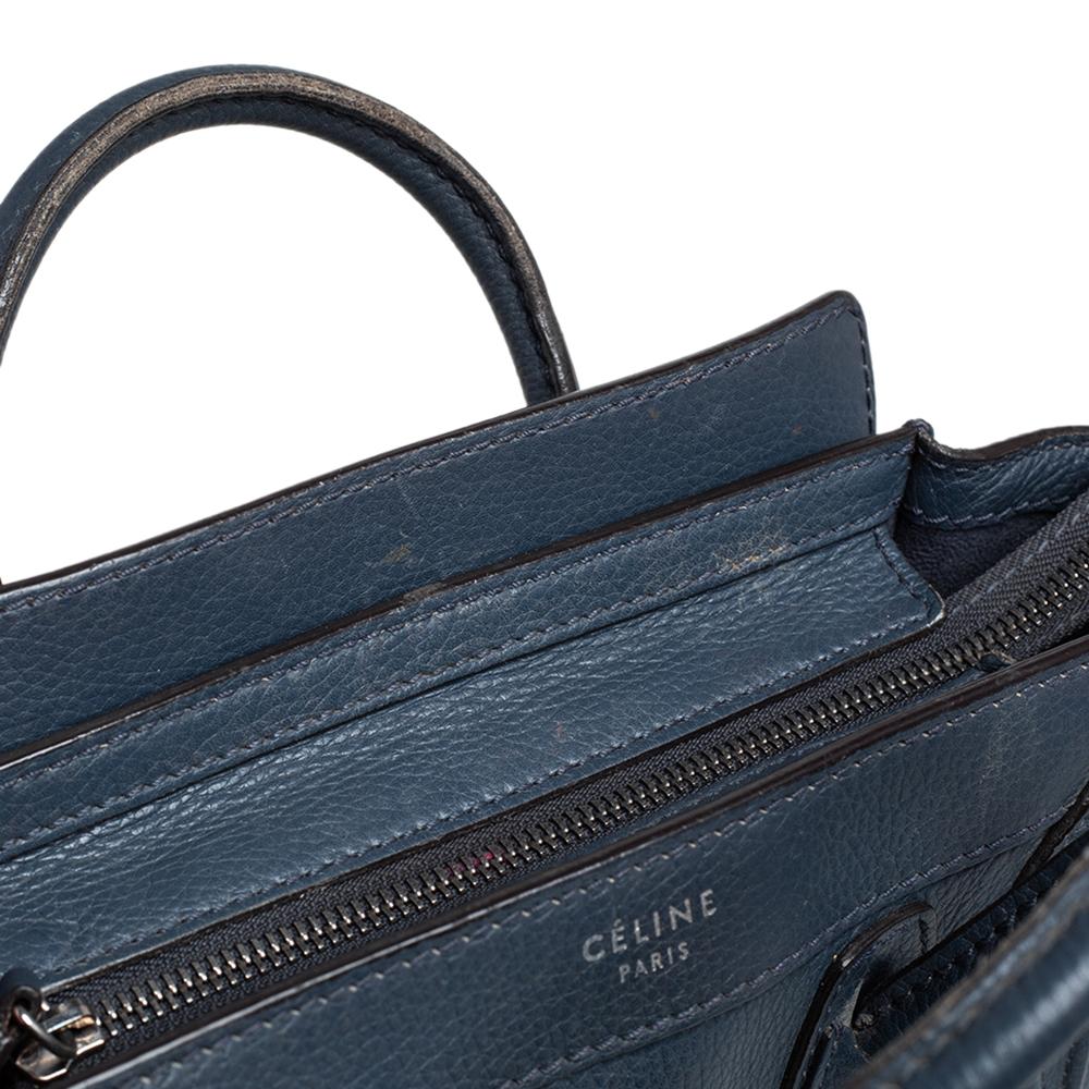 Women's Céline Navy Blue Leather Nano Luggage Tote