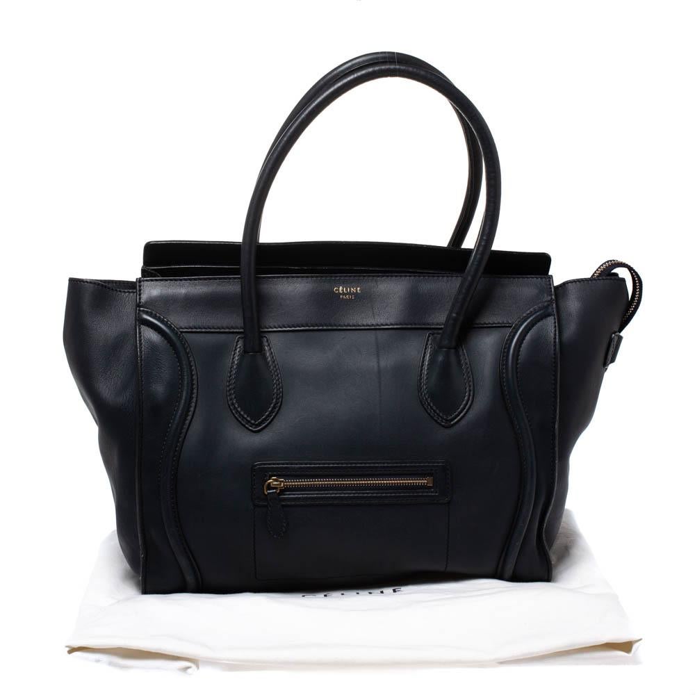 Celine Navy Blue Leather Shoulder Luggage Tote 6