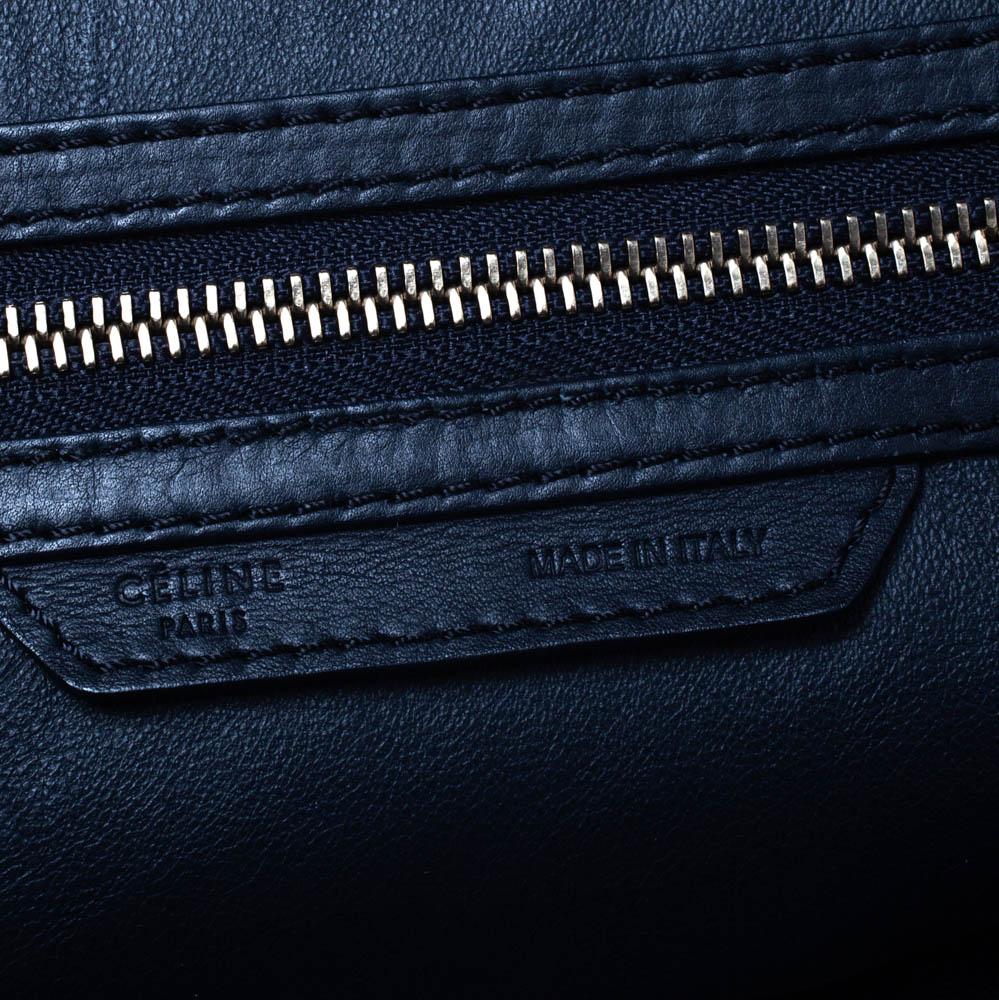 Celine Navy Blue Leather Shoulder Luggage Tote 2