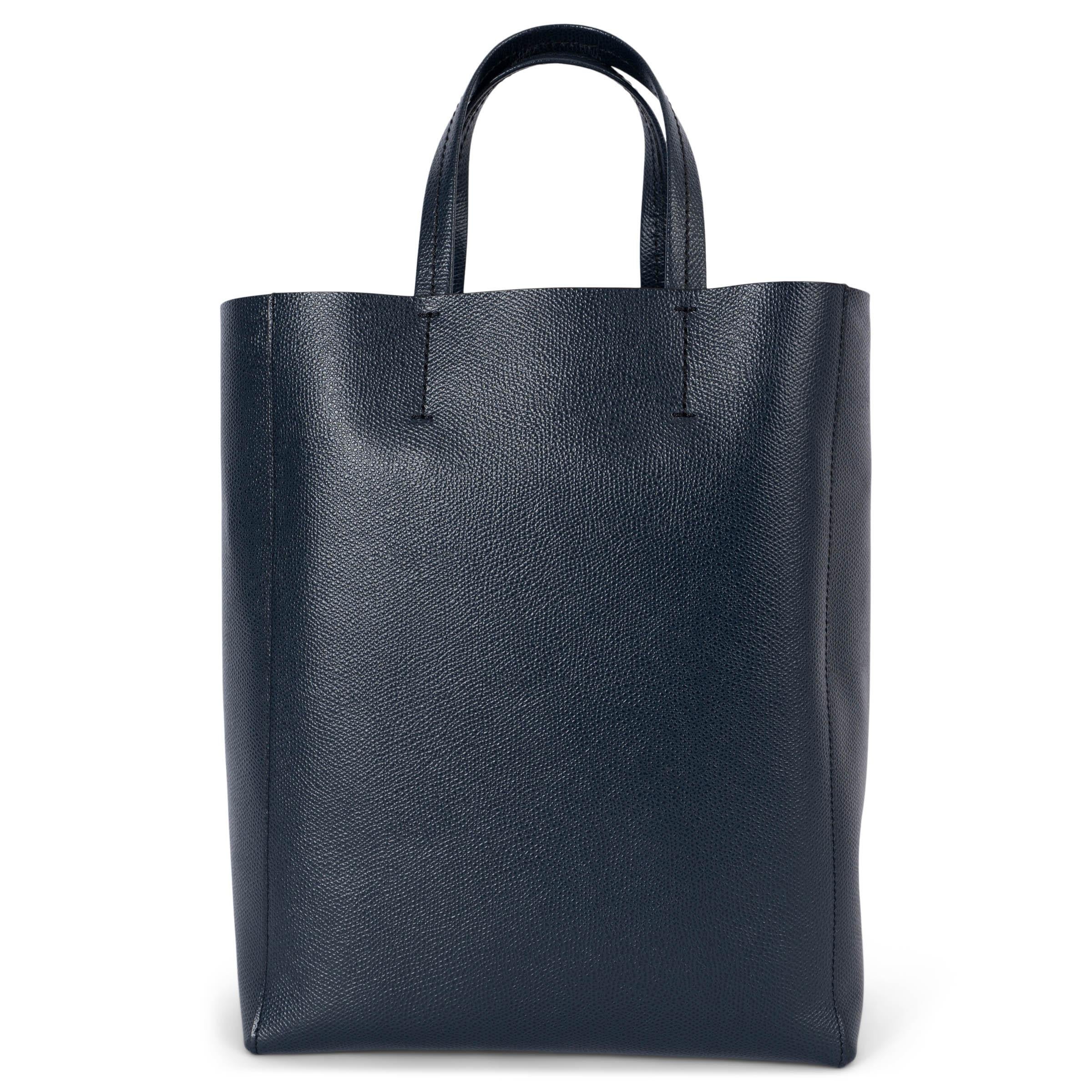 Black CELINE navy blue leather SMALL VERTICAL CABAS Tote Bag