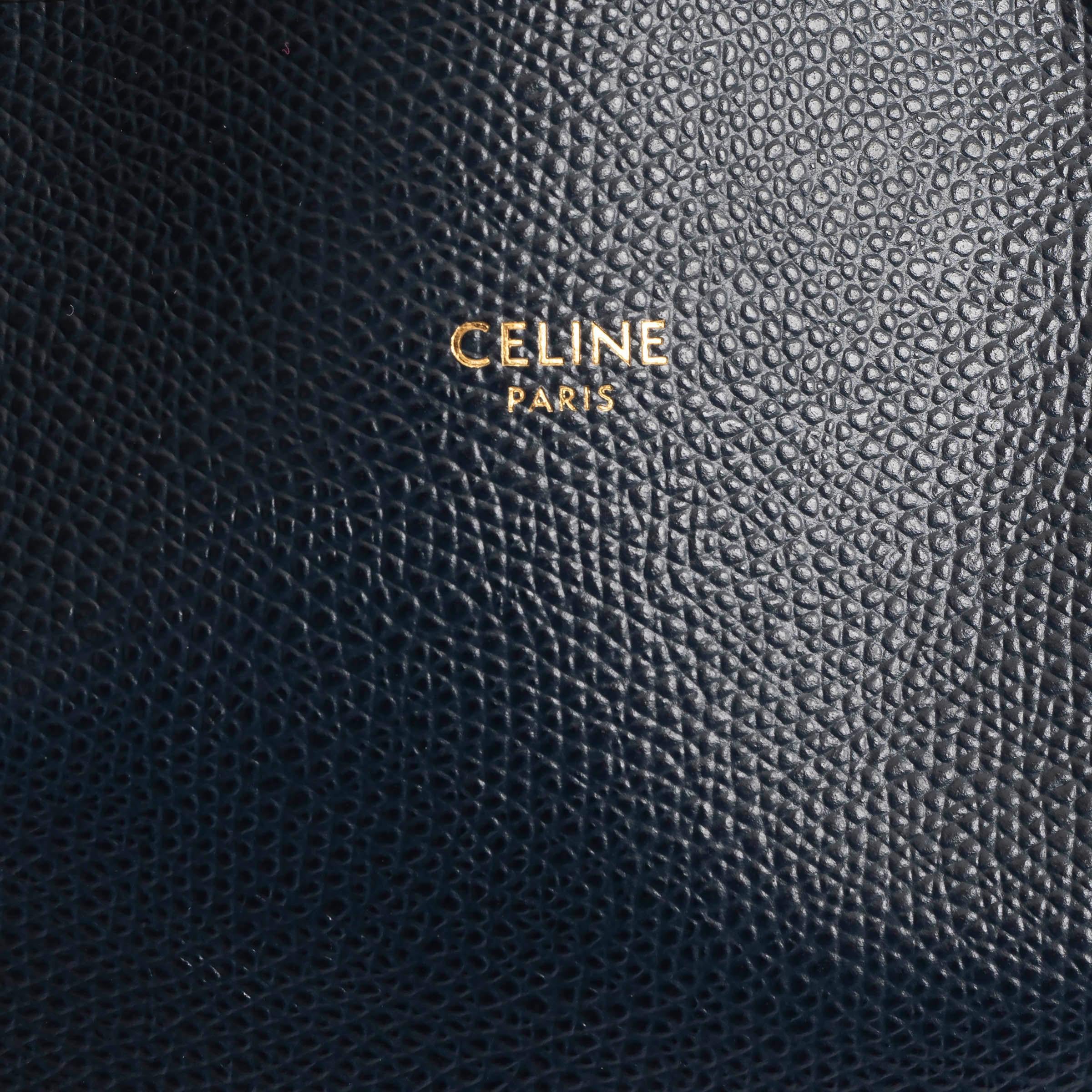 CELINE navy blue leather SMALL VERTICAL CABAS Tote Bag 1