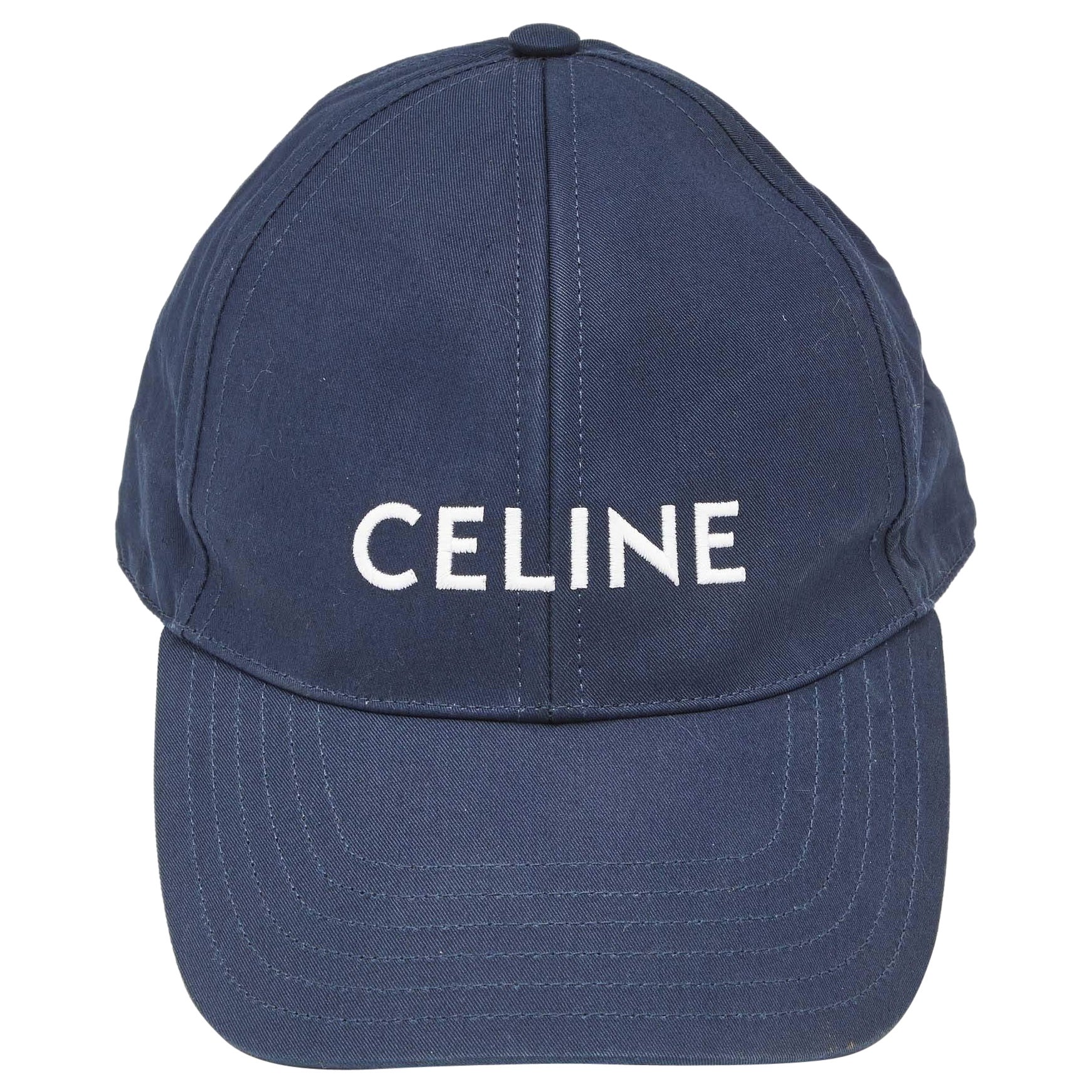 Celine Navy Blue Logo Embroidered Baseball Cap M