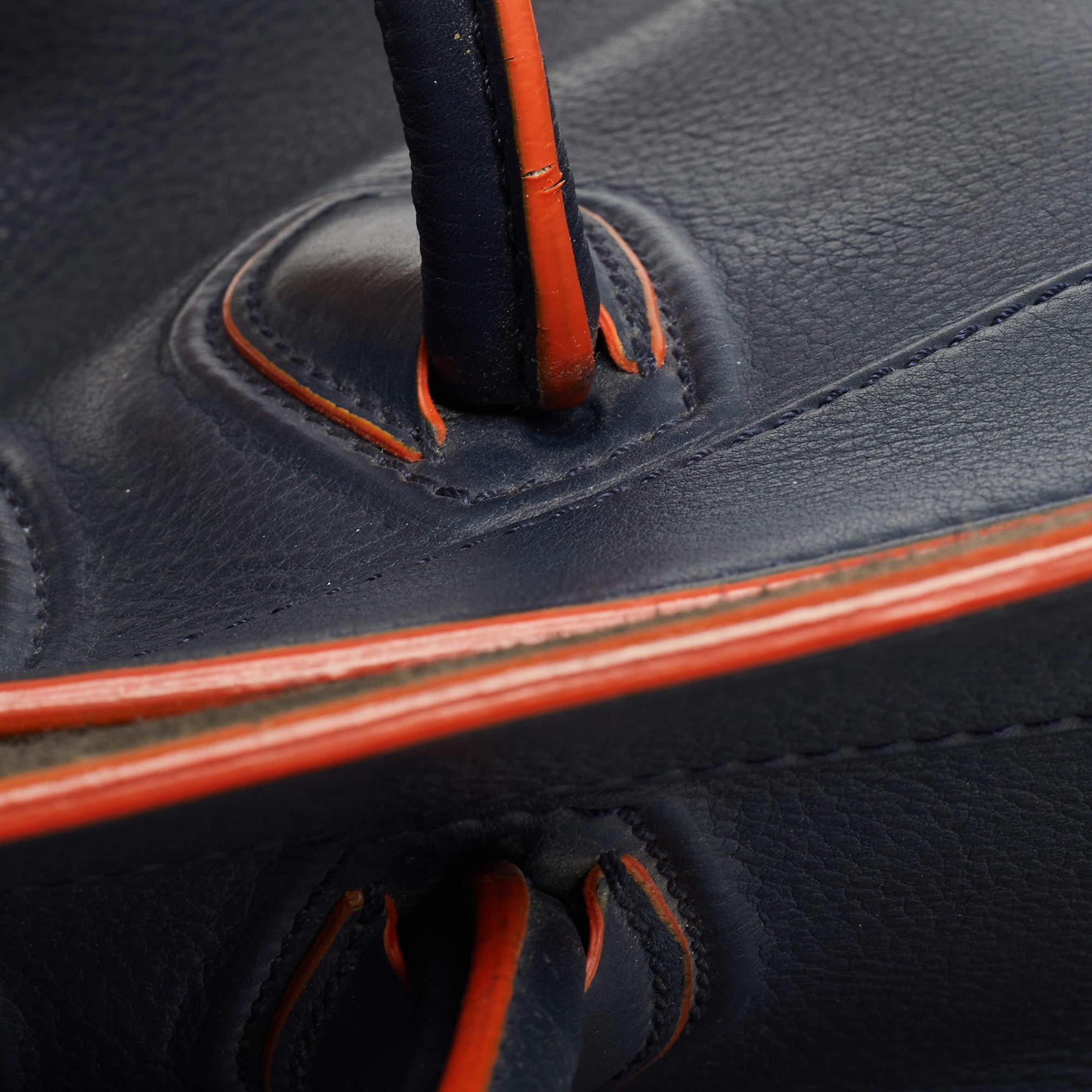 Celine Navy Blue/Orange Leather Medium Phantom Luggage Tote 6