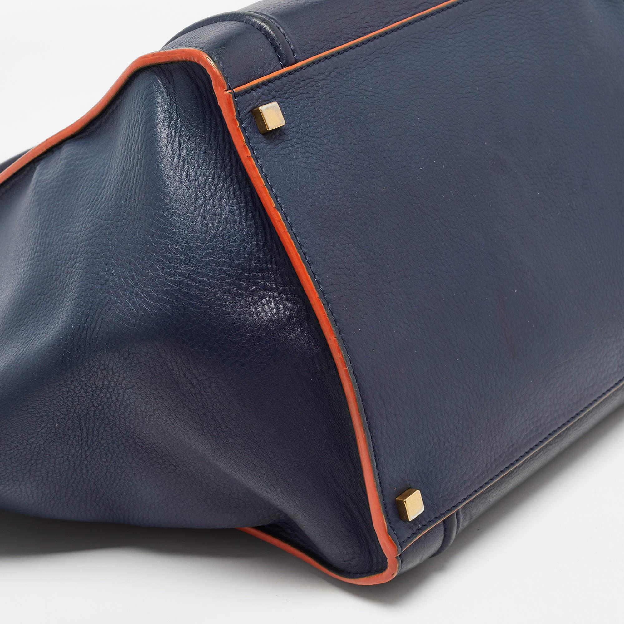 Celine Navy Blue/Orange Leather Medium Phantom Luggage Tote 9
