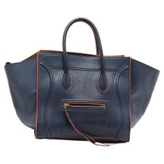 Celine Marineblau/Orange Leder Medium Phantom Gepäck Tasche