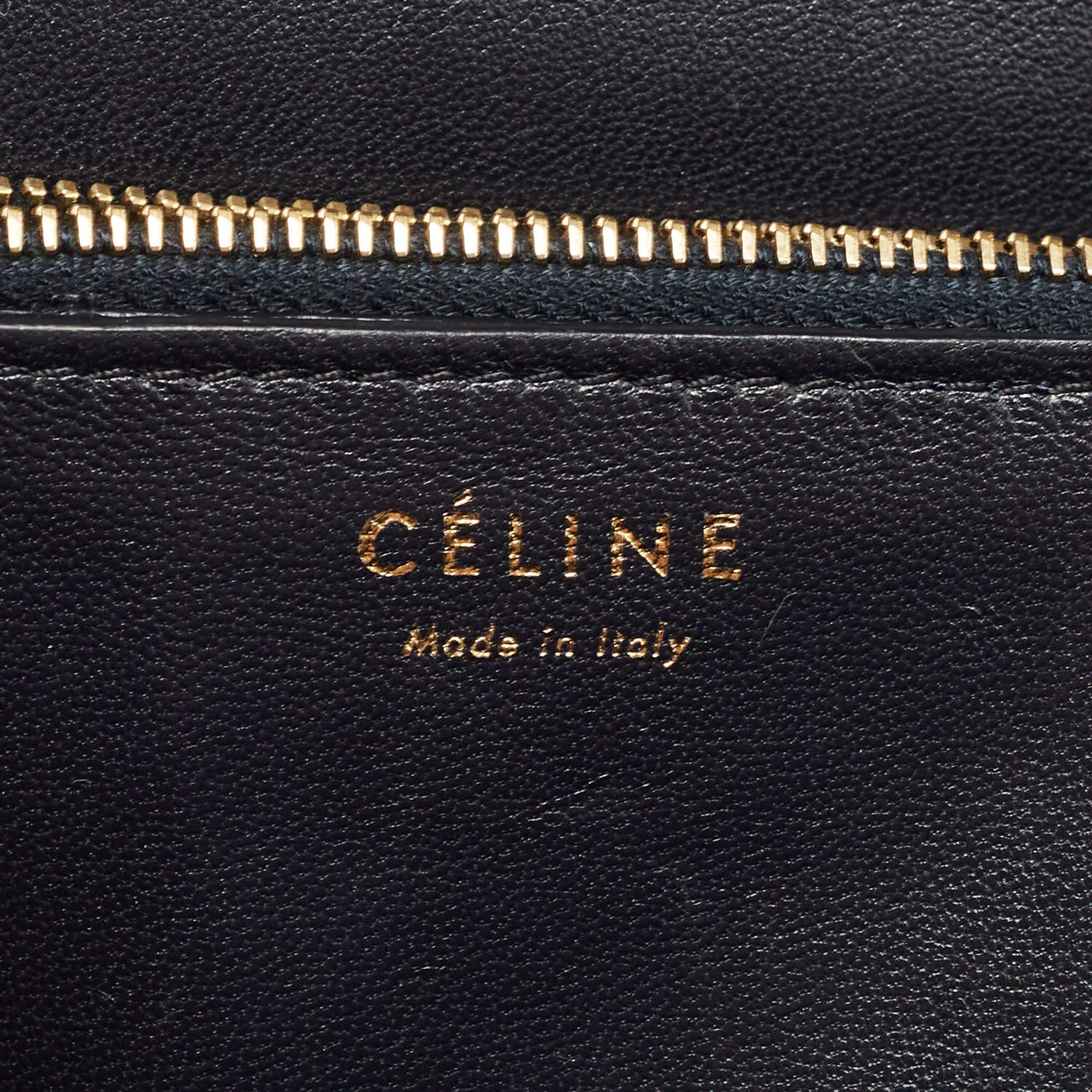 Celine Navy Blue Python Medium Classic Box Shoulder Bag For Sale 7