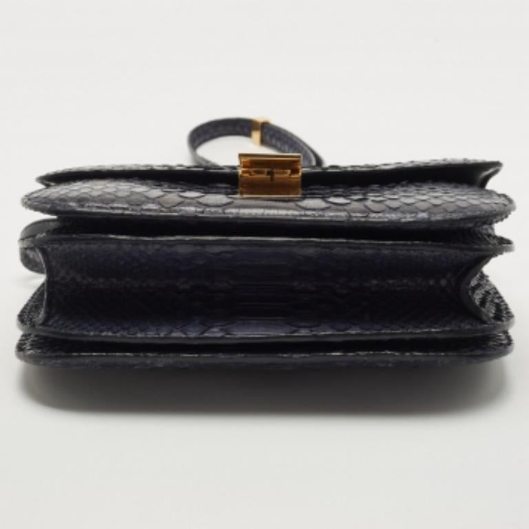 Donna Celine Borsa a tracolla media Classic Box in pitone blu navy in vendita