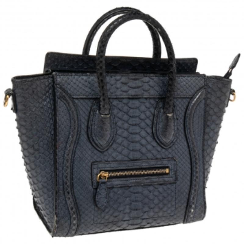 Céline Bolso Nano de Pitón Azul Marino Negro