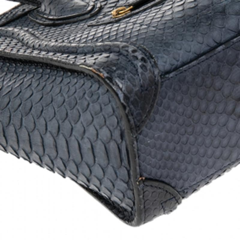 De las mujeres Céline Bolso Nano de Pitón Azul Marino