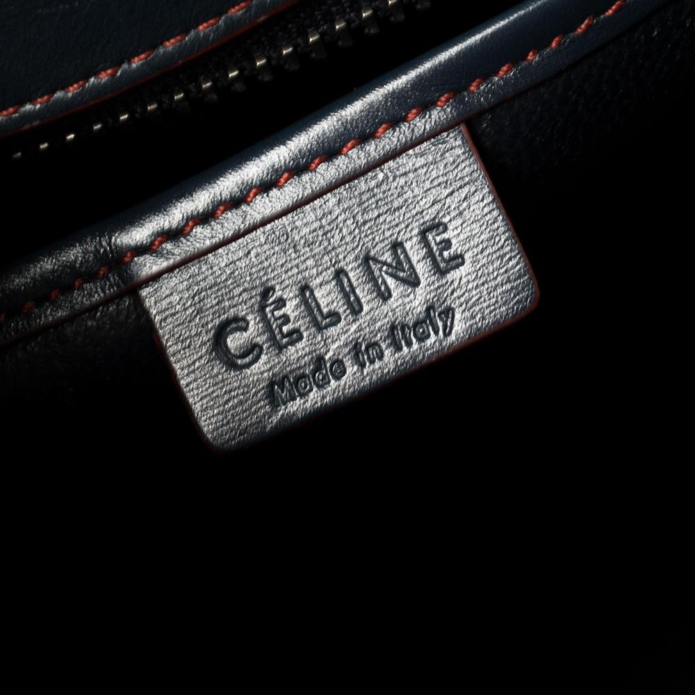 Celine Navy Blue/Red Leather Nano Luggage Tote 3