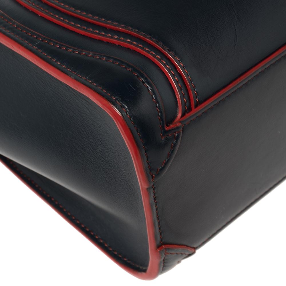 Celine Navy Blue/Red Leather Nano Luggage Tote In Good Condition In Dubai, Al Qouz 2