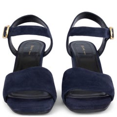 CELINE navy blue suede 2016 BLOCK HEEL Sandals Shoes 36