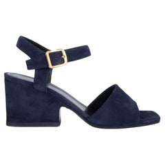 CELINE navy blue suede 2016 BLOCK HEEL Sandals Shoes 36