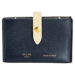 CELINE navy blue & vanilla leather CARD HOLDER Wallet