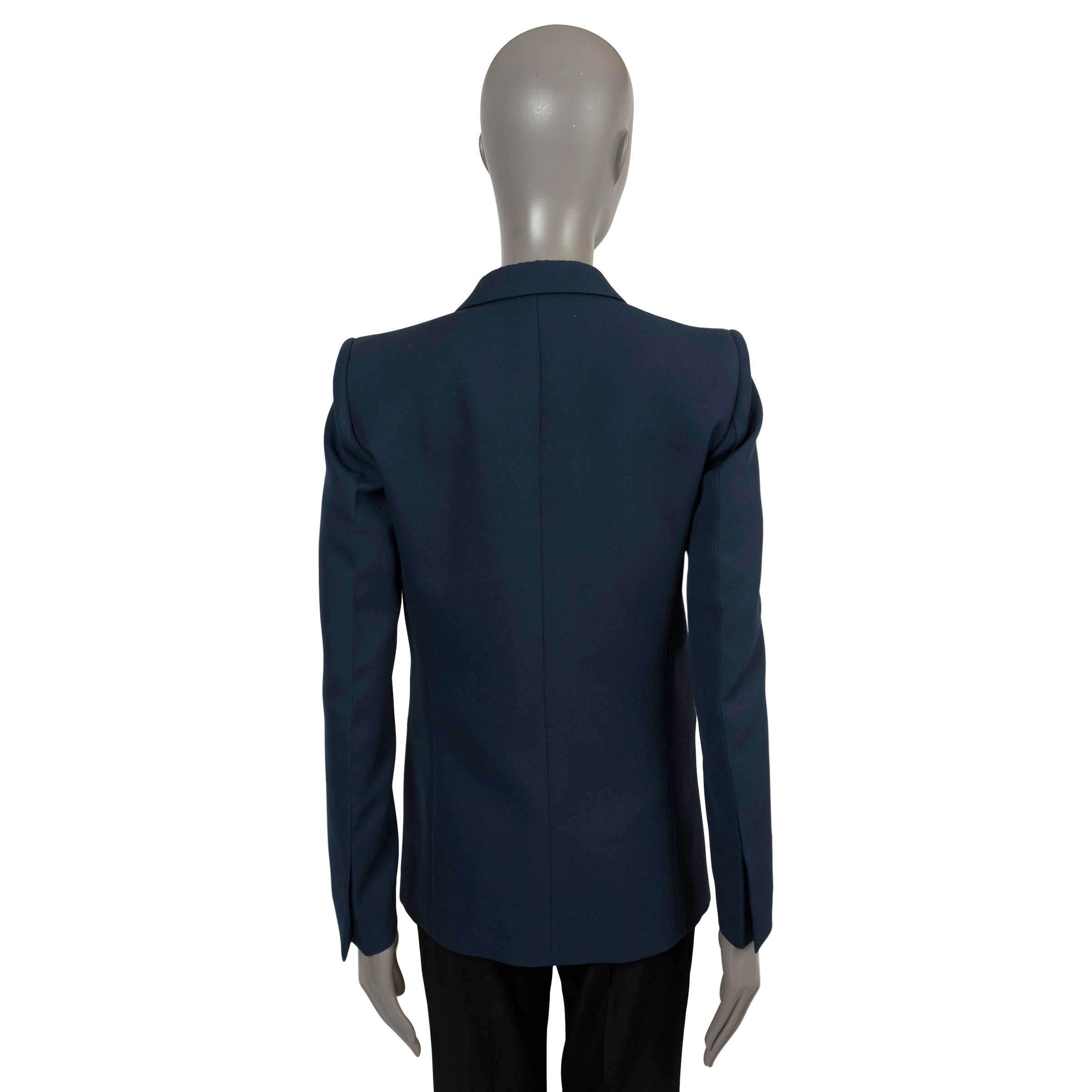 CELINE navy blue wool 2013 DOUBLE BREASTED Blazer Jacket 38 S In Excellent Condition In Zürich, CH