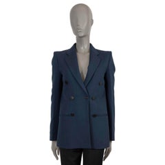 CELINE navy blue wool 2013 DOUBLE BREASTED Blazer Jacket 38 S
