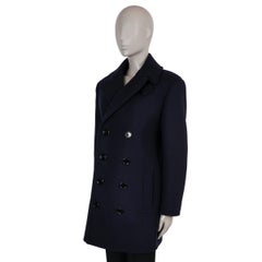 CELINE navy blue wool 2020 TWILL PEACOAT Coat Jacket 40 M