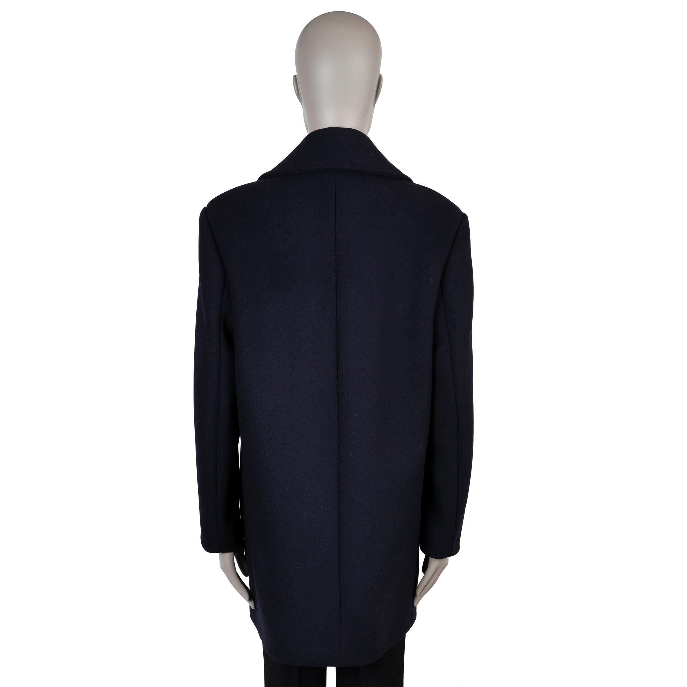 CELINE navy blau Wolle 2020 TWILL PEACOAT Mantel Jacke 40 M (Schwarz) im Angebot