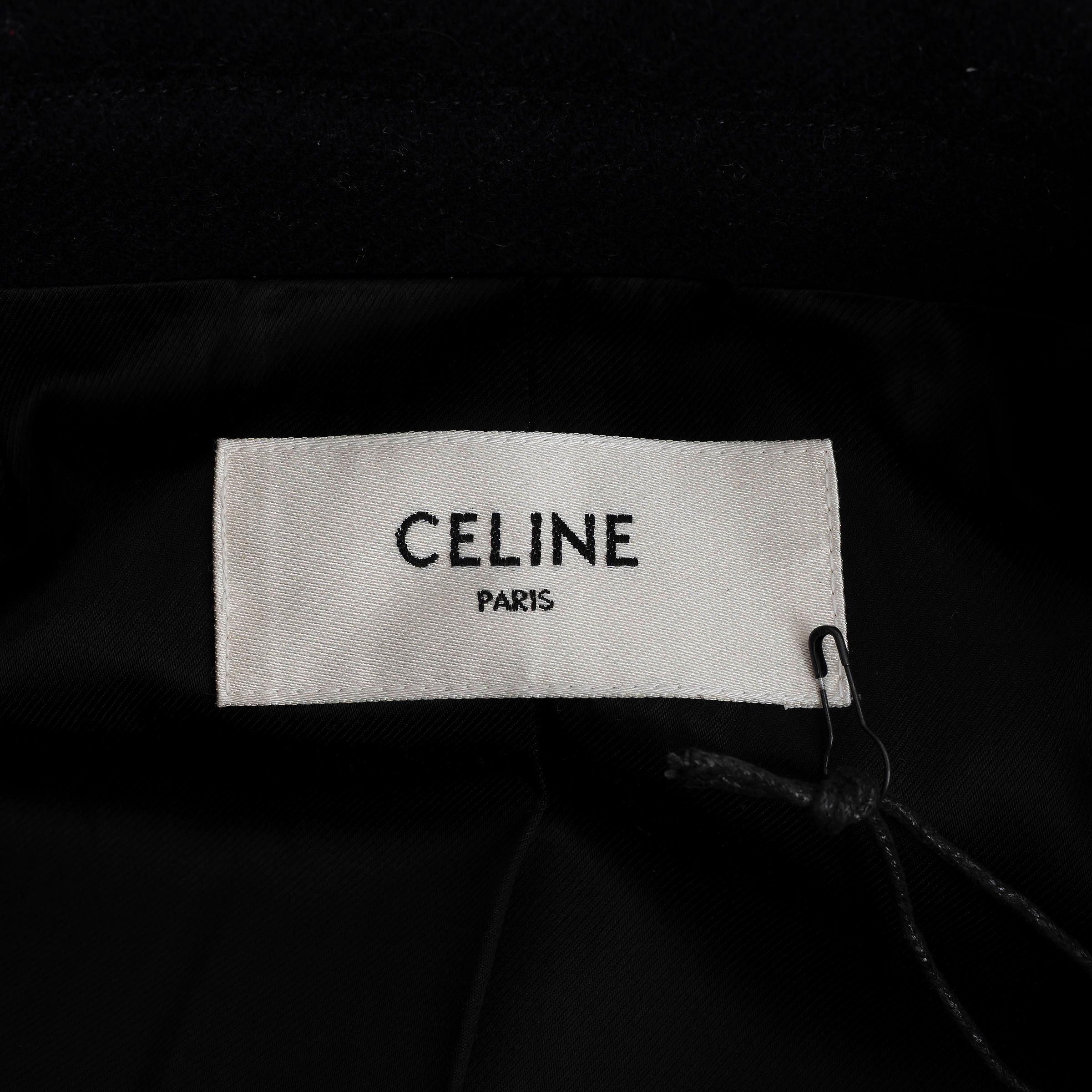 CELINE navy blau Wolle 2020 TWILL PEACOAT Mantel Jacke 40 M im Angebot 1