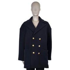 CELINE navy blue wool 2023 FELT PEACOAT Jacket 38 S