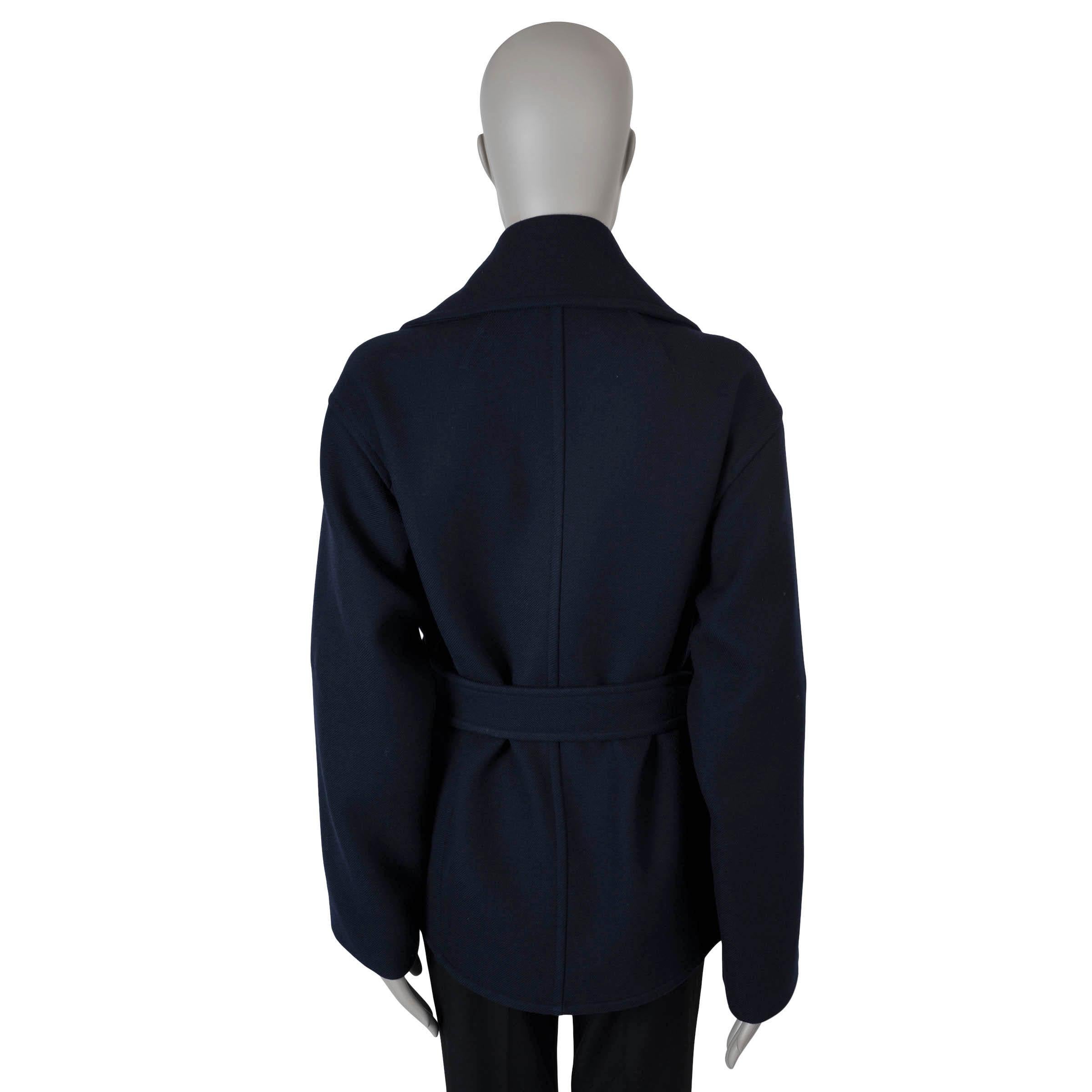 CELINE marineblauer BELTED TWILL-Erbsenmantel aus Wolle 40 M (Schwarz) im Angebot