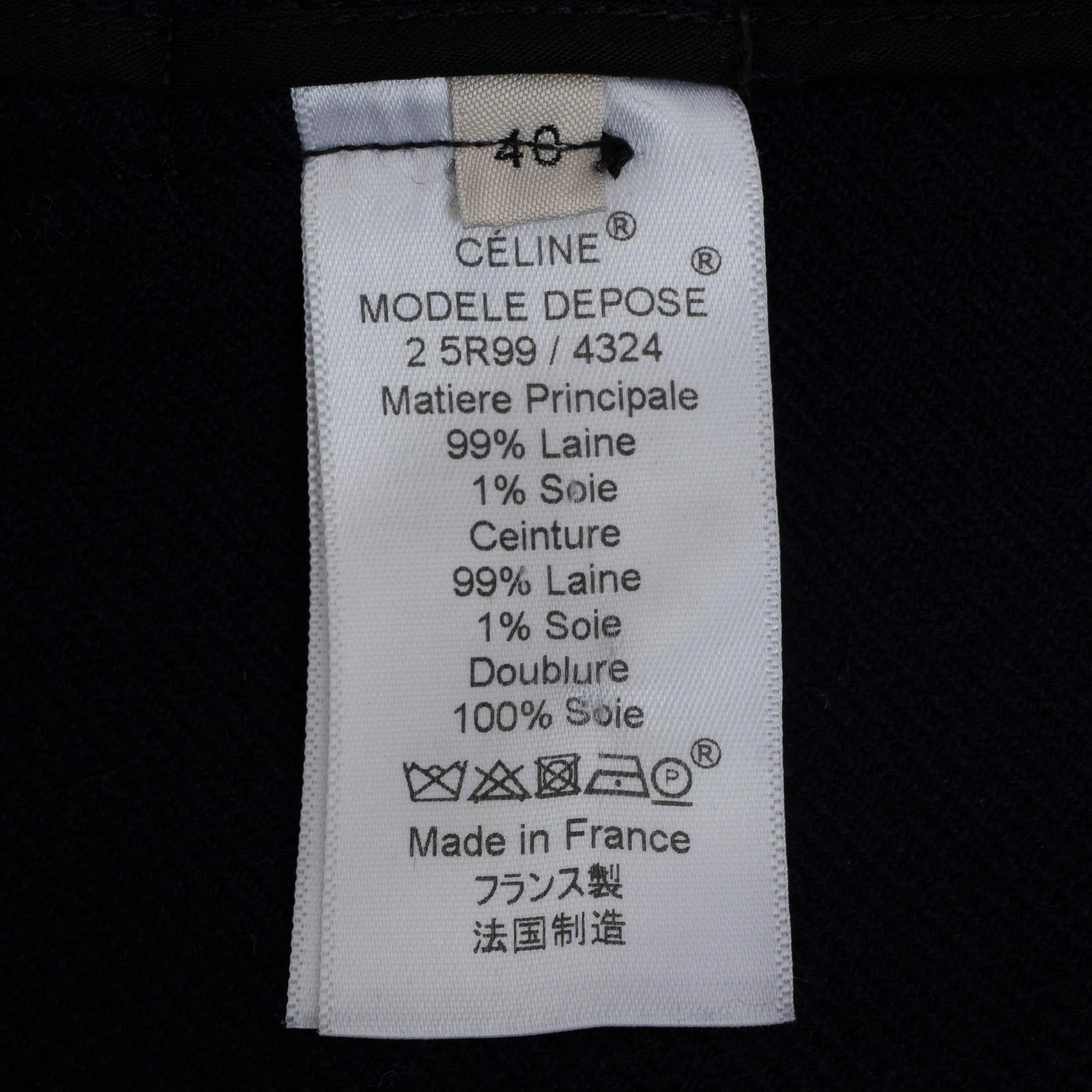 CELINE marineblauer BELTED TWILL-Erbsenmantel aus Wolle 40 M im Angebot 1