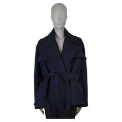 CELINE Giacca Peacoat in lana blu navy BELTED TWILL 40 M.