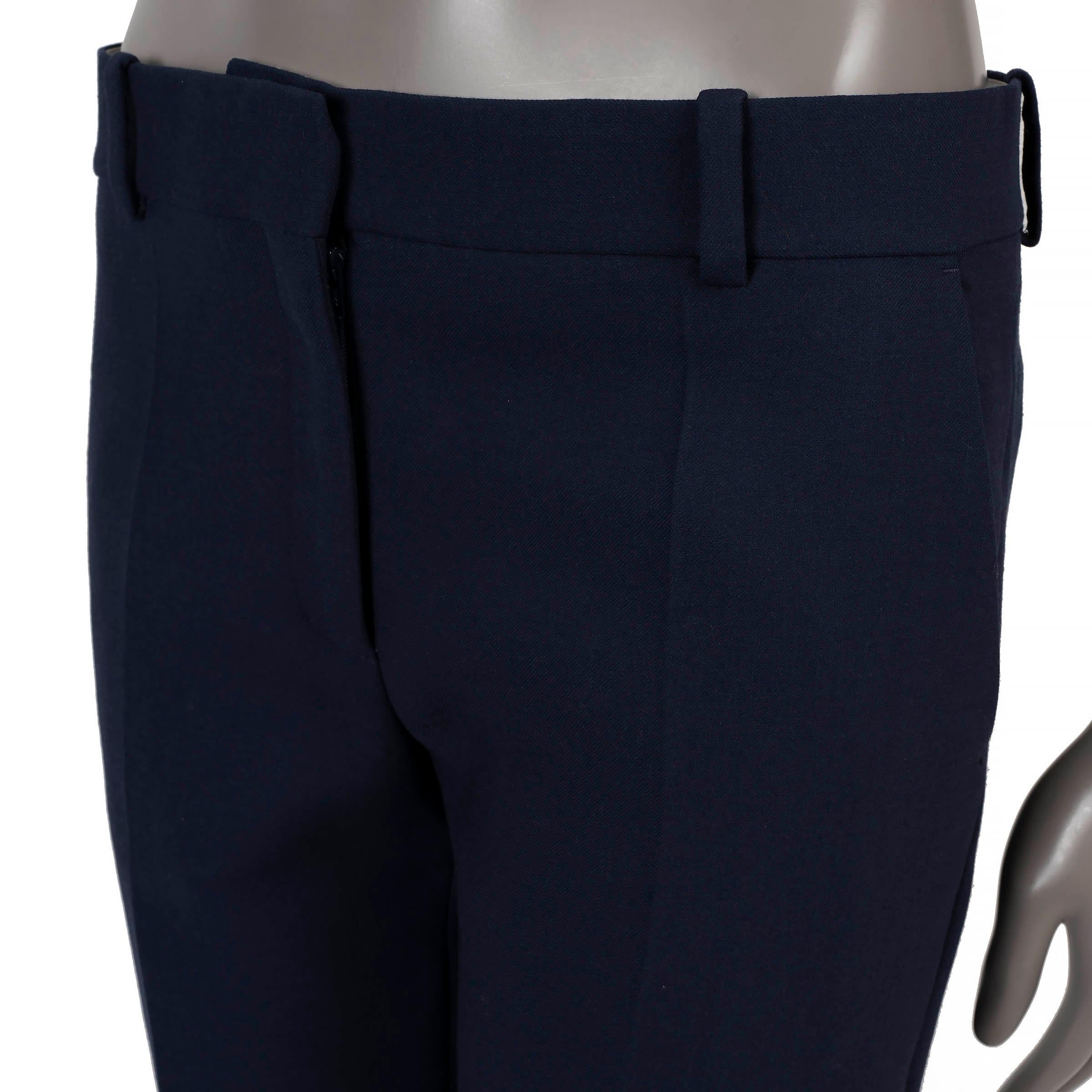 CELINE navy blue wool blend CREASED TAPERED-LEG Pants 38 S In Excellent Condition For Sale In Zürich, CH