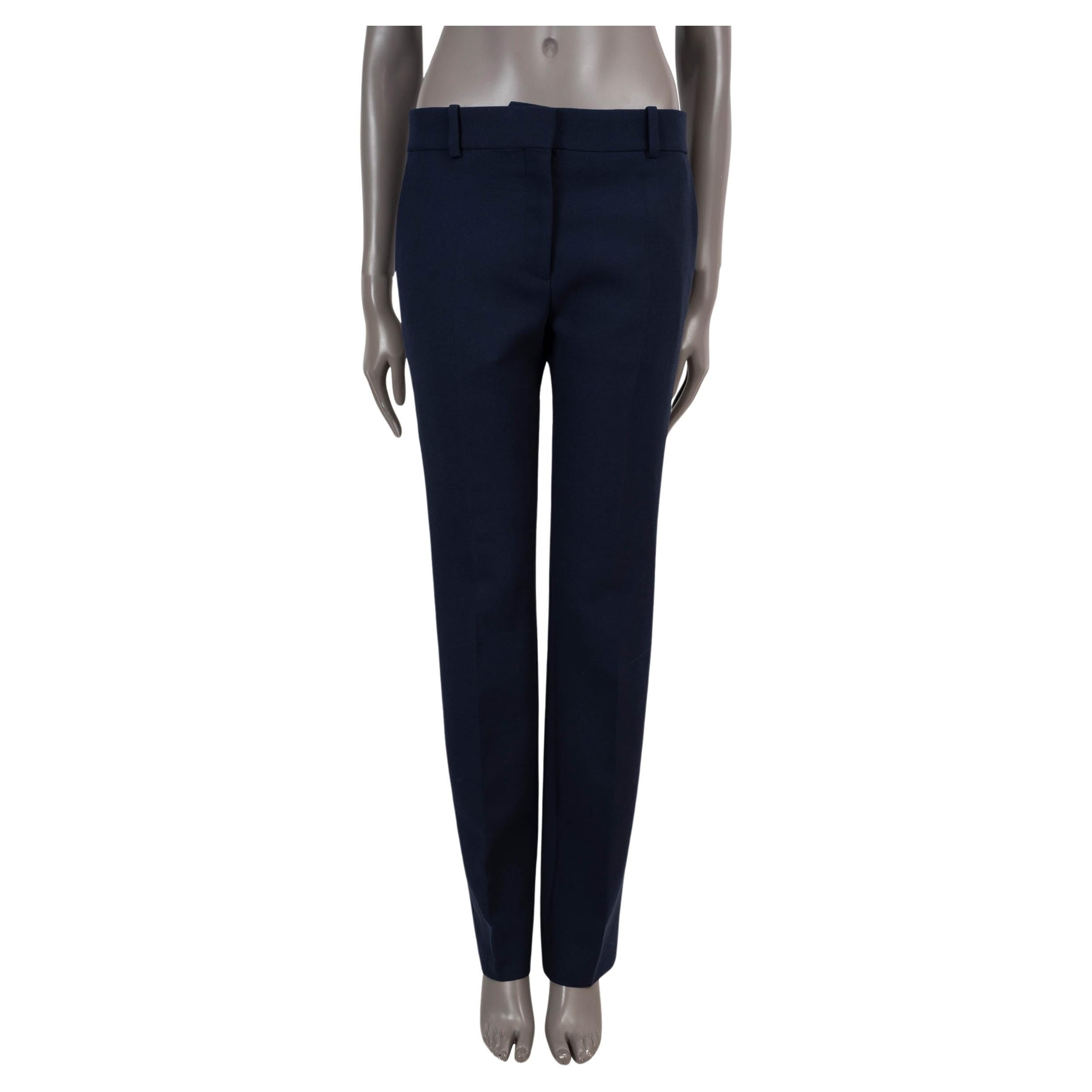 CELINE navy blue wool blend CREASED TAPERED-LEG Pants 38 S For Sale
