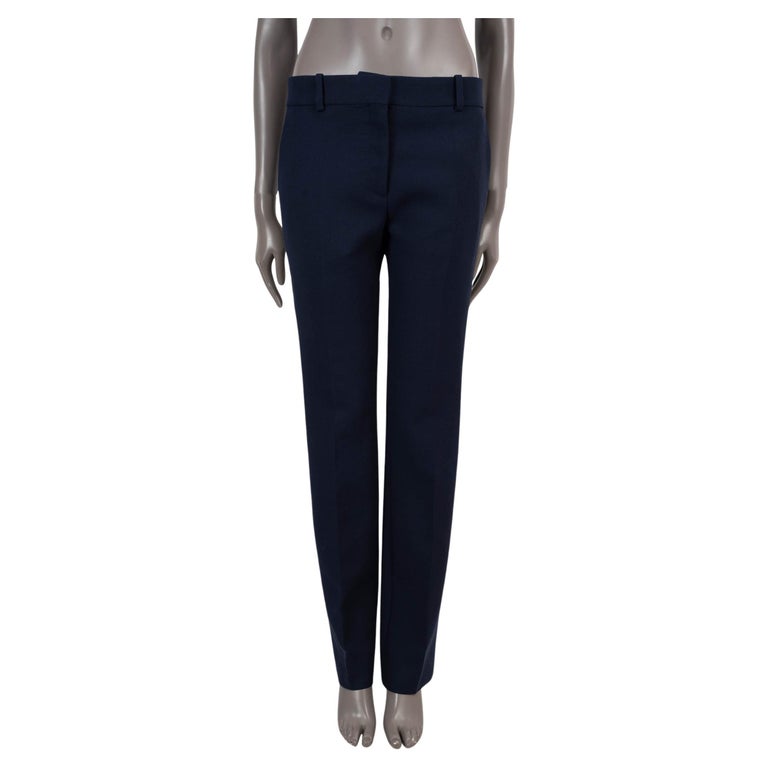 CELINE navy blue wool blend CREASED TAPERED-LEG Pants 38 S For  display picture 1