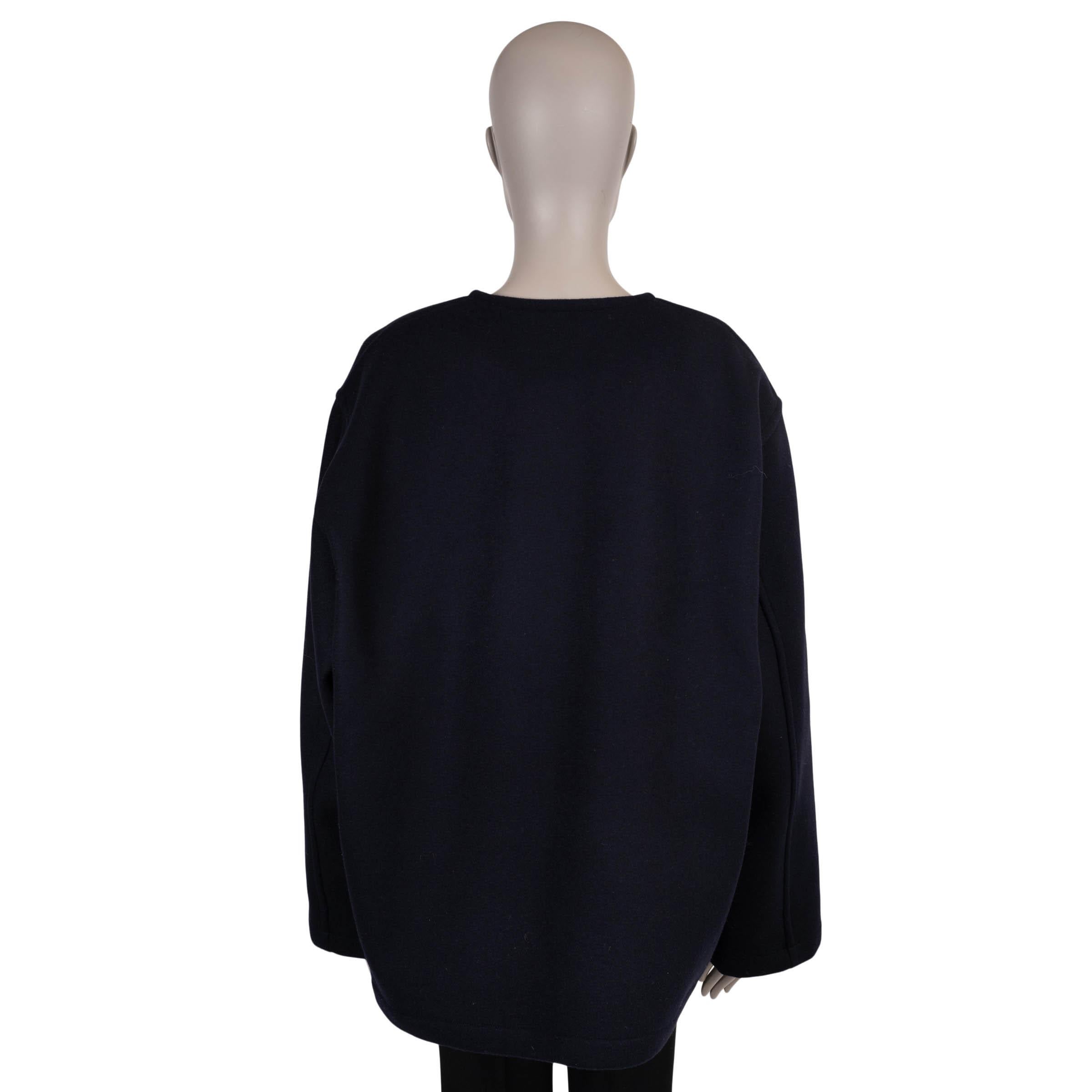 Noir Veste CABAN SIGNATURE CHAIN FELT en laine bleu marine Celine 42 L en vente