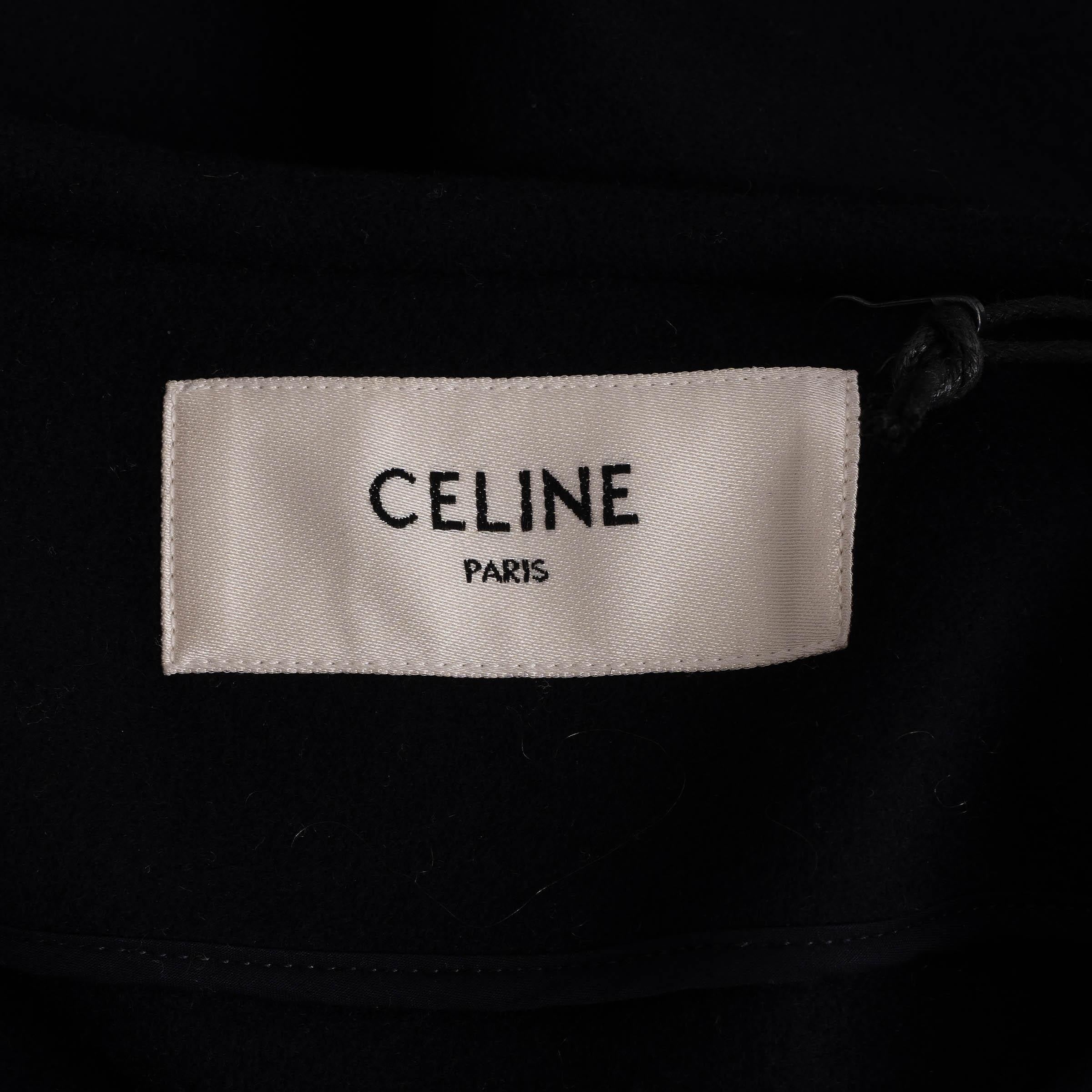 Veste CABAN SIGNATURE CHAIN FELT en laine bleu marine Celine 42 L en vente 2