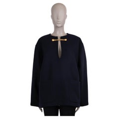CELINE navyblaue Wolle SIGNATURE CHAIN FELT CABAN Jacke 42 L