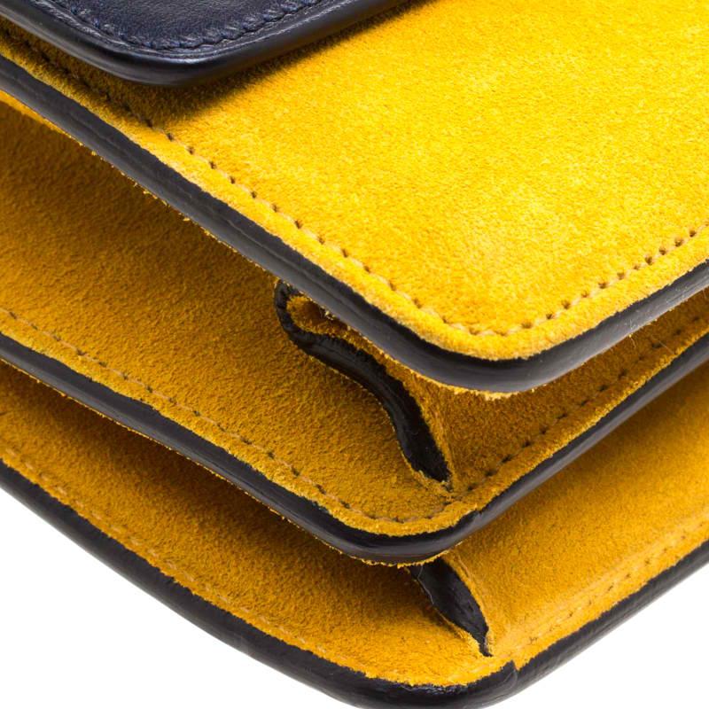 Celine Navy Blue/Yellow Leather Medium Case Bag 5