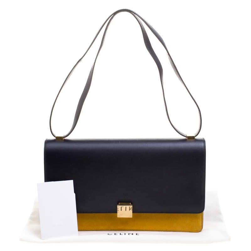 Celine Navy Blue/Yellow Leather Medium Case Bag 7