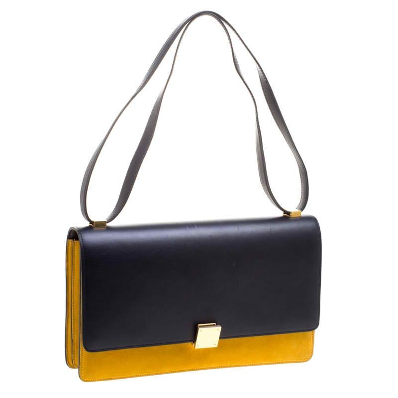 Women's Celine Navy Blue/Yellow Leather Medium Case Bag
