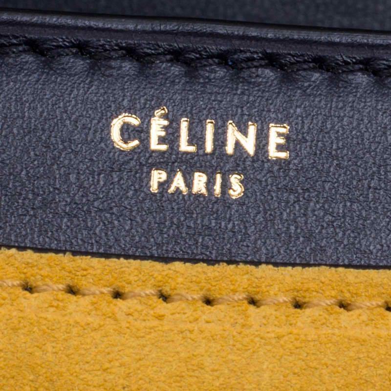 Celine Navy Blue/Yellow Leather Medium Case Bag 4