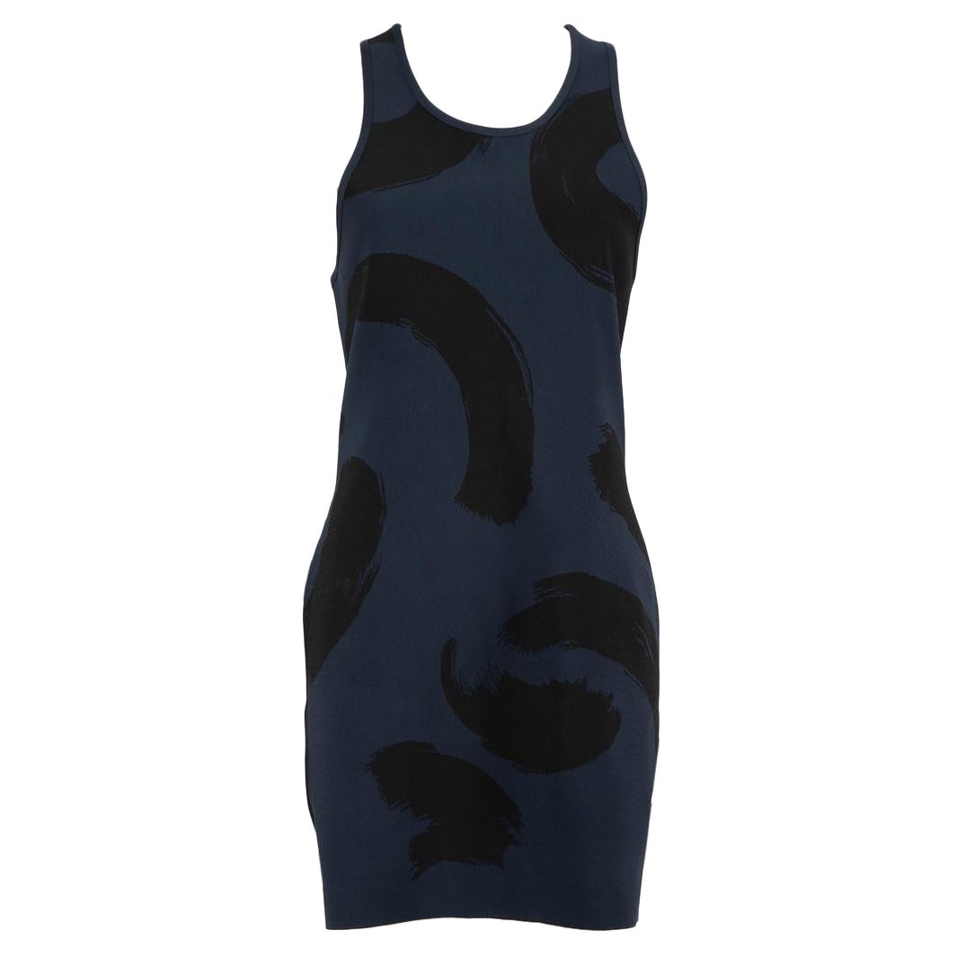 Mini abito con stampa a pennello Céline Navy Taglia M in vendita