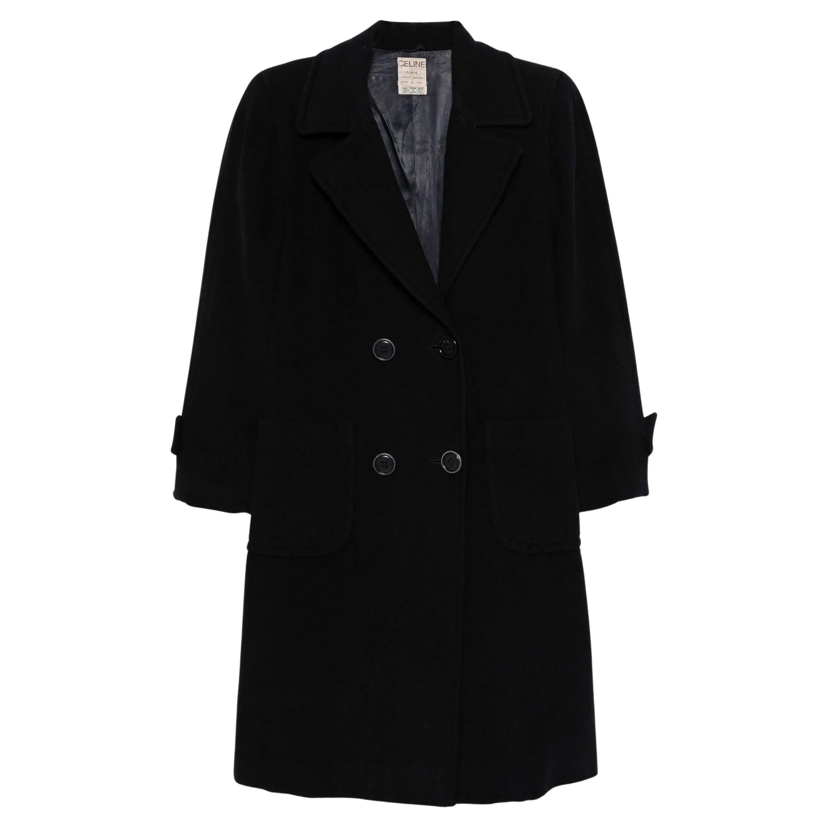 Celine Navy Double Breasted Rare Vicuna Wool Coat