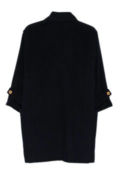 Celine Navy Felted Oversized Wool Cashmere Coat