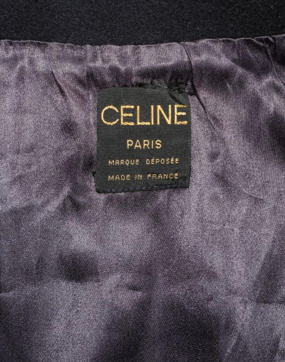 Celine Navy Felted Oversized Wool Cashmere Coat in vendita 1