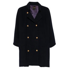 Celine Navy Felted Oversized Wool Cashmere Coat