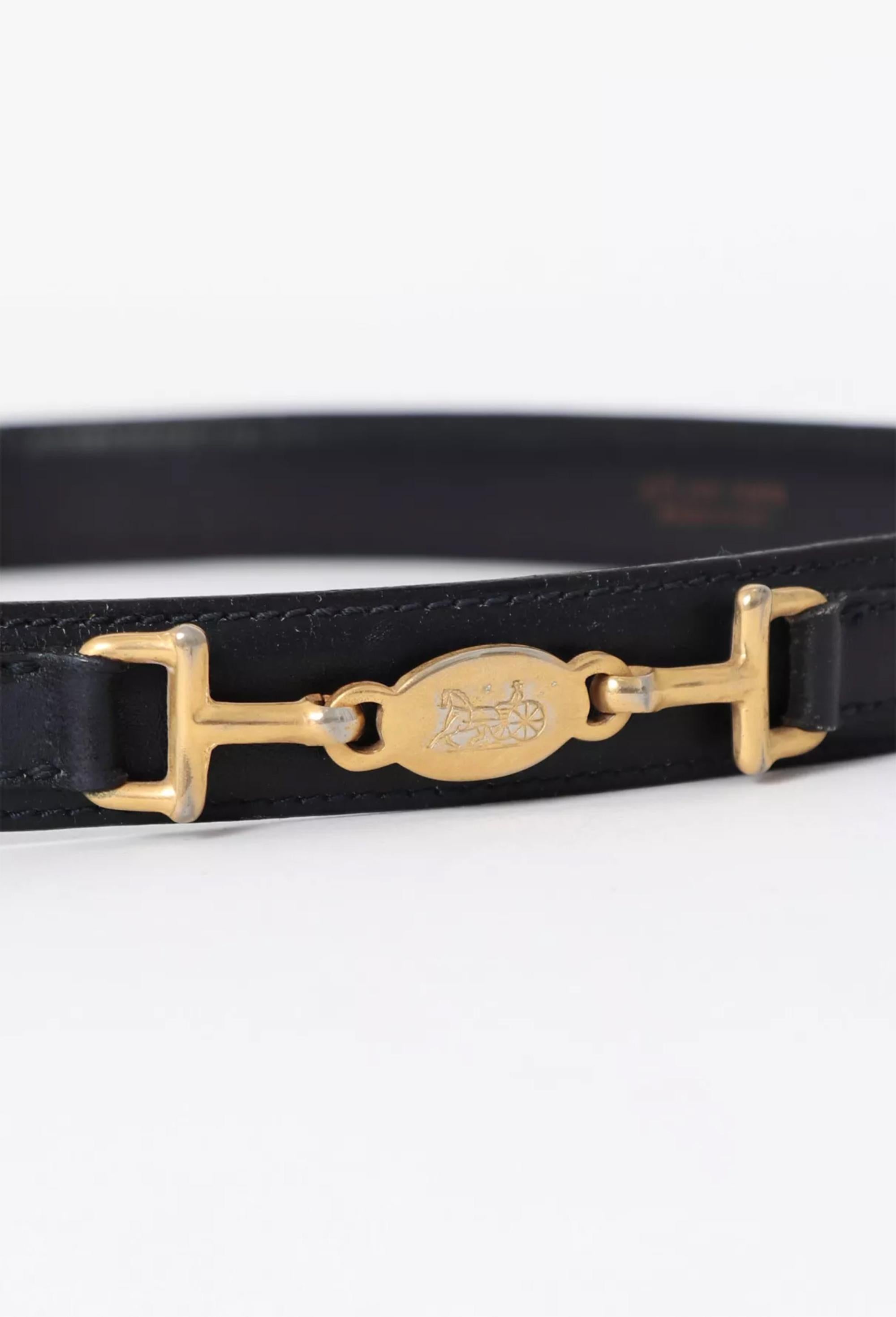 Nero Cintura in pelle con morsetto Celine Navy in vendita
