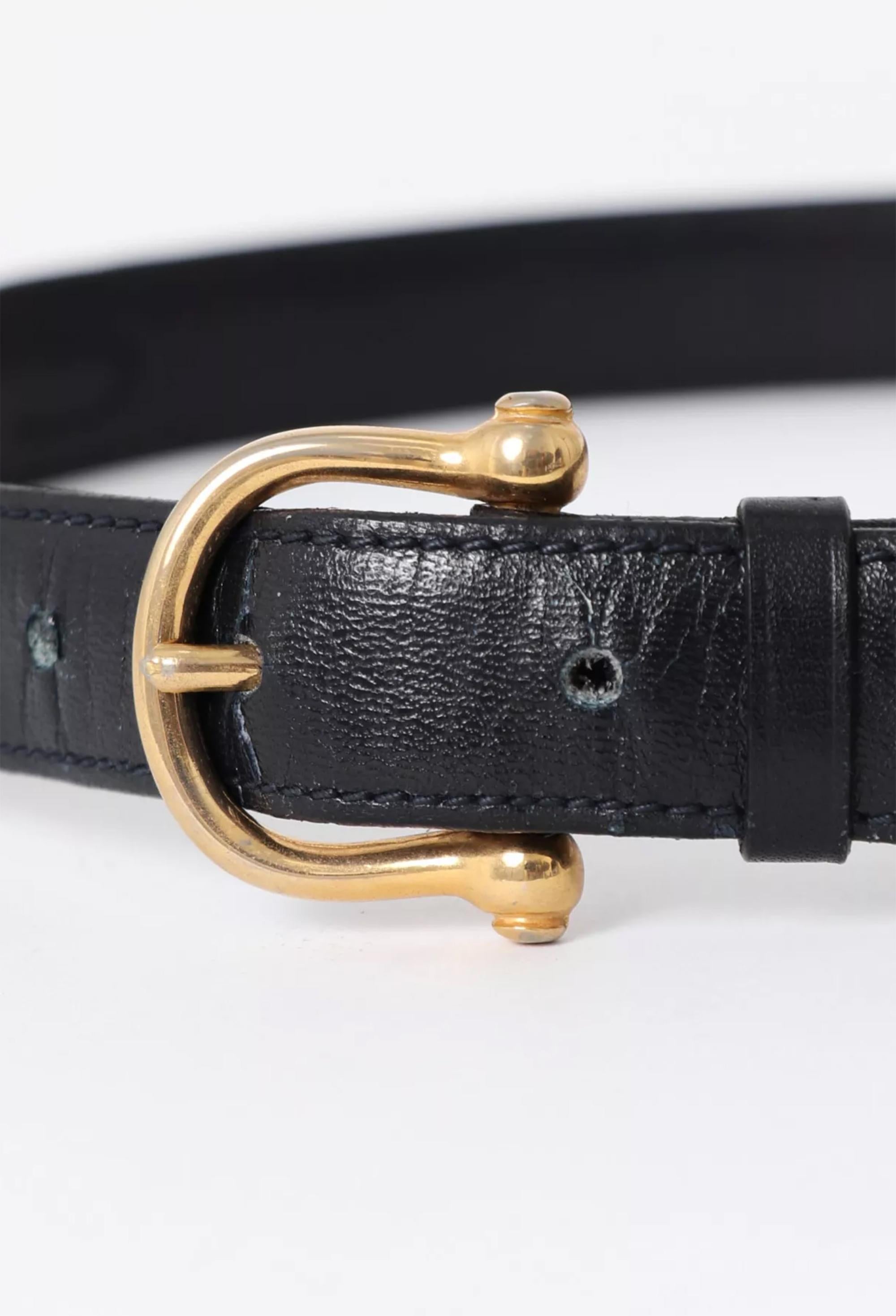 Cintura in pelle con morsetto Celine Navy In condizioni buone in vendita a Paris, FR