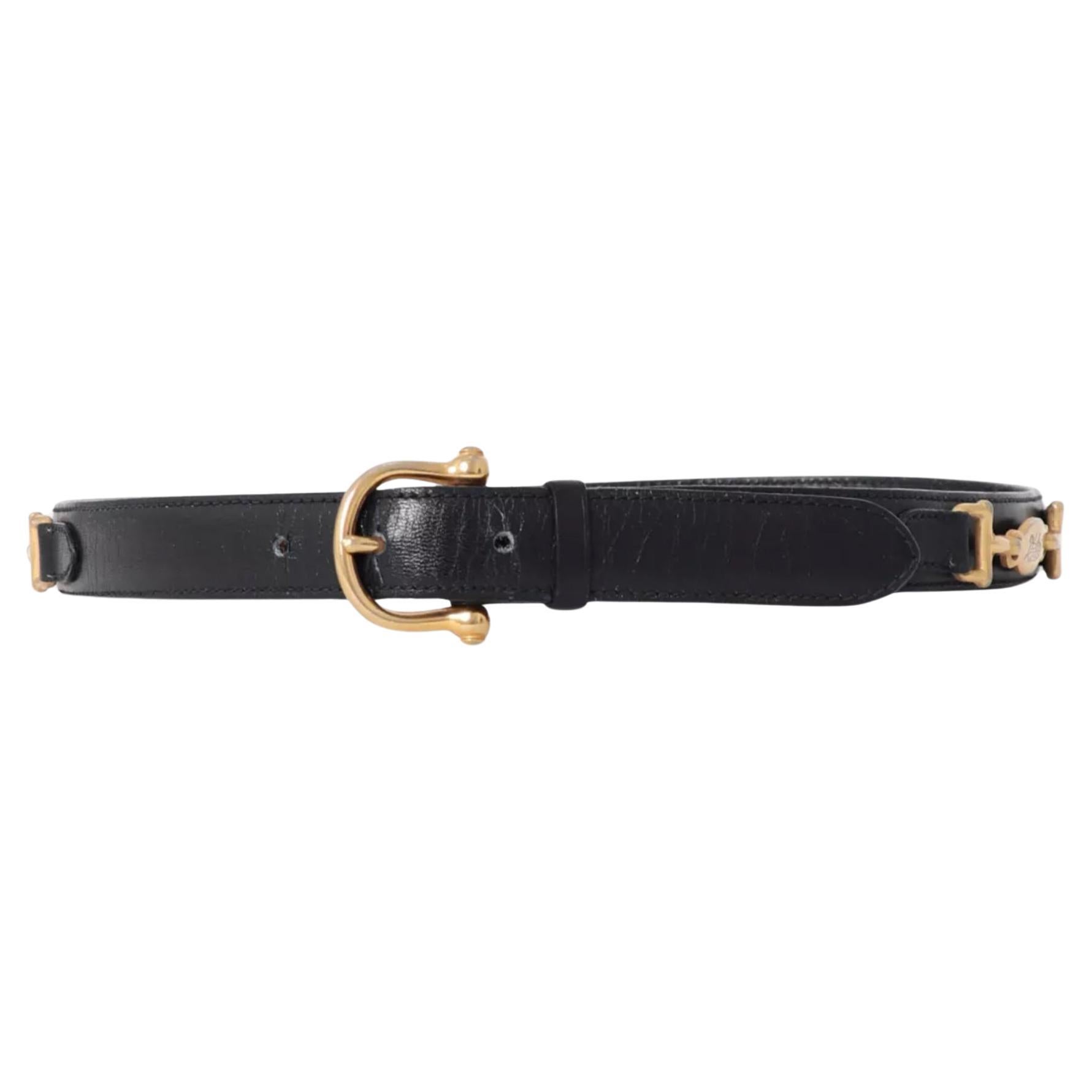 Cintura in pelle con morsetto Celine Navy