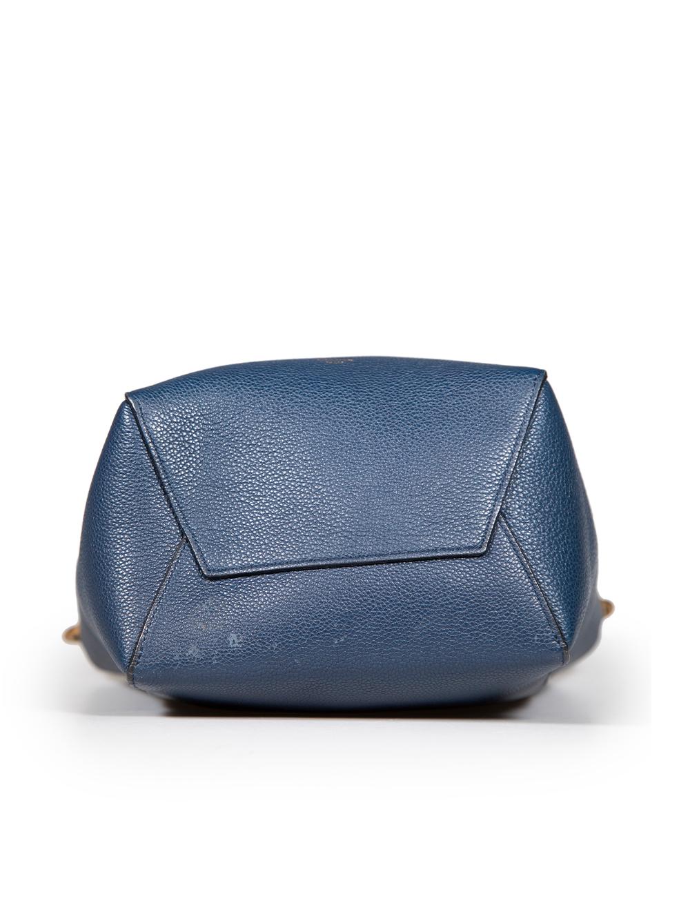 Women's Céline Navy Leather Small Sangle Bucket Bag