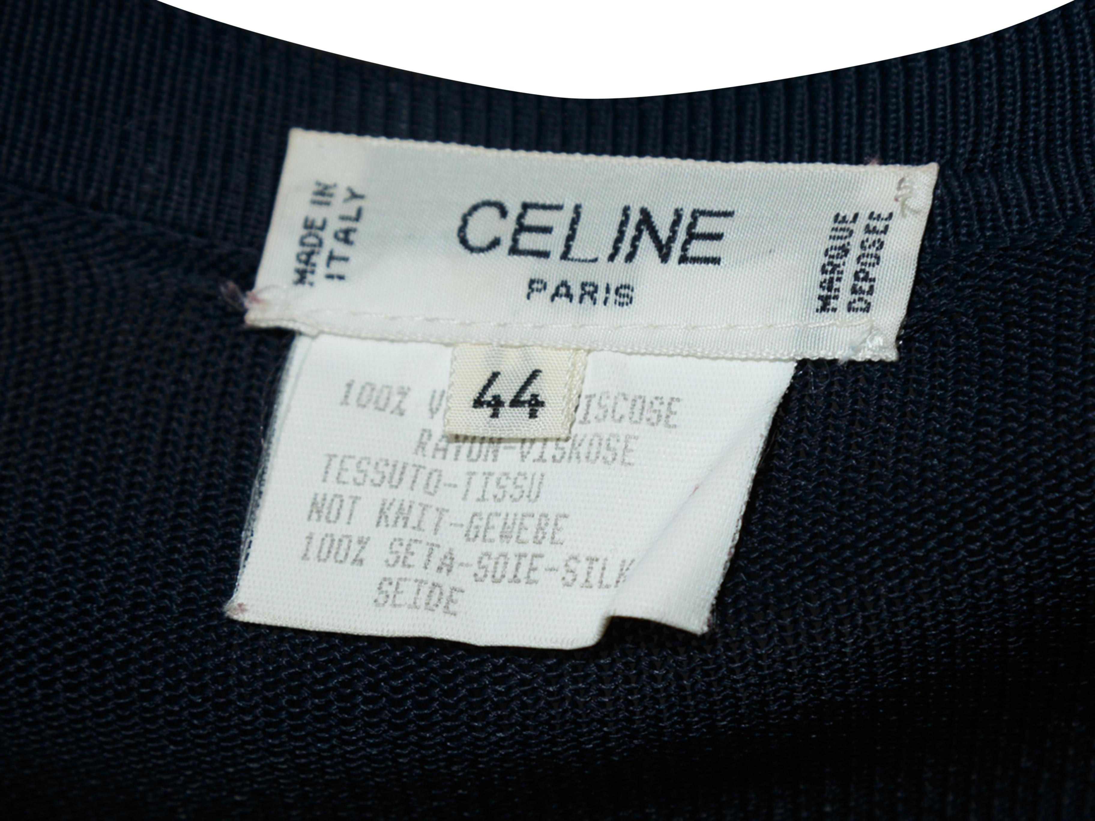 Celine Navy & Rope Print Silk Sweater In Good Condition In New York, NY