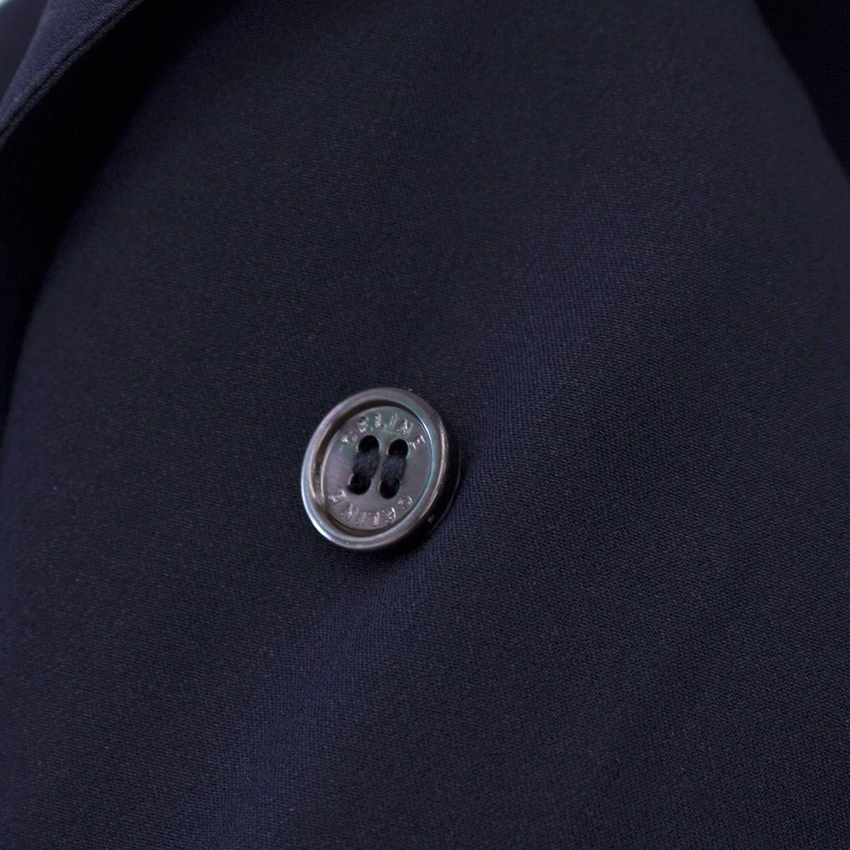 Black Celine Navy Silk Button Embellished Shirt - Size US 4 For Sale
